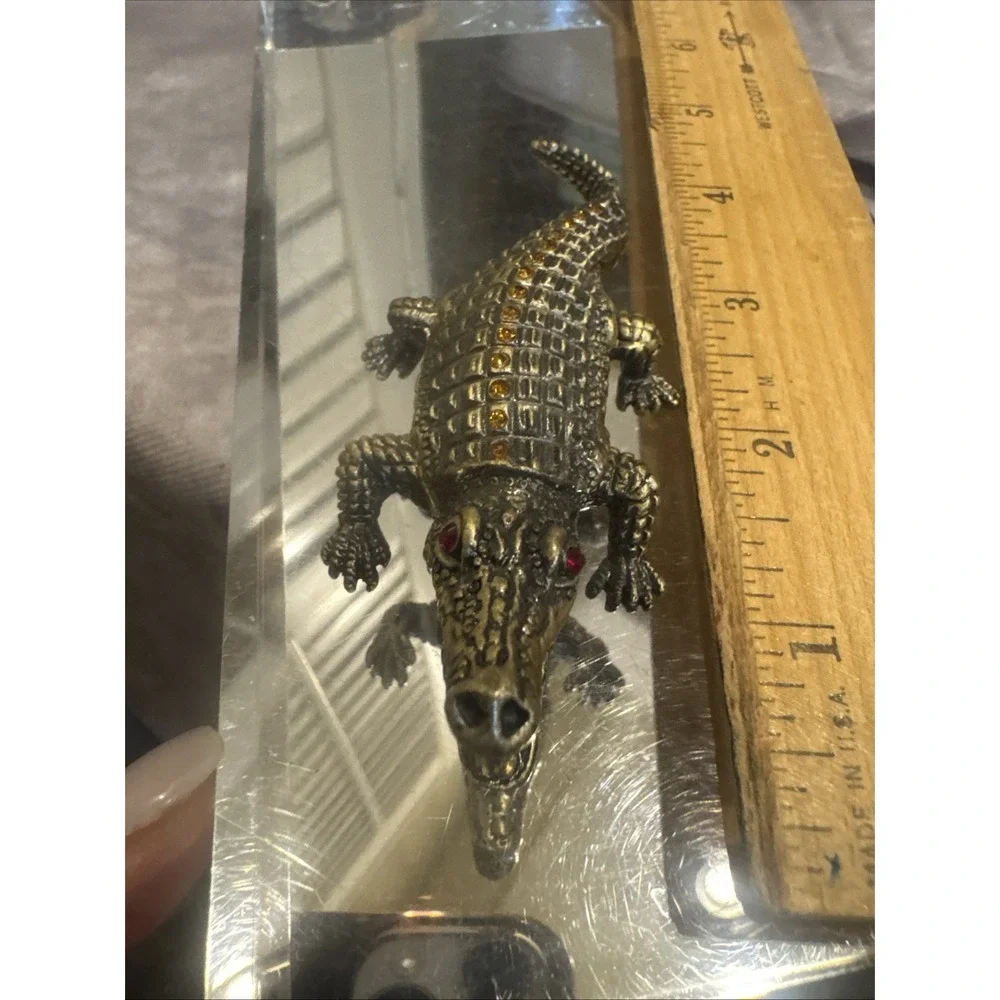 Alligator‎ crocodile Jeweled Crystals/Trinket Jewelry Box/Great Detail